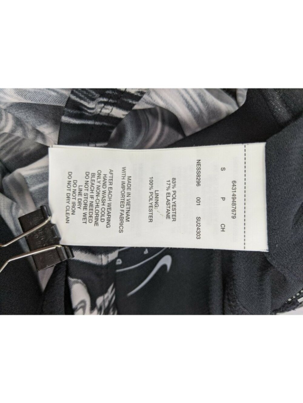 Nike Womens Sz Small Swimsuit Black & Gray Marble Racerback Tankini Top Nwt - Picture 7 of 9